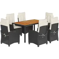 vidaXL Ensemble de jardin 7 pièces avec coussins Noir Poly Rattan