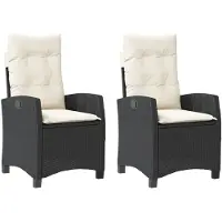vidaXL Fauteuil de jardin avec coussin 2 pcs. Réglable Noir Poly Rattan
