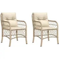 vidaXL Chaises de jardin avec coussins 2 pcs. Beige Poly Rattan