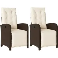 vidaXL Fauteuil de jardin avec repose-pieds 2 pcs. Réglable Marron Poly Rattan