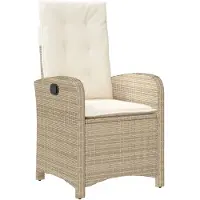 vidaXL Fauteuil de jardin avec coussins Réglable Beige Poly Rattan