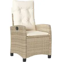 vidaXL Fauteuil de jardin avec coussin Réglable Beige Poly Rattan