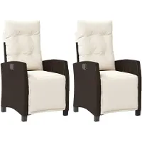 vidaXL Fauteuil de jardin avec repose-pieds 2 pcs. Réglable Marron Poly Rattan