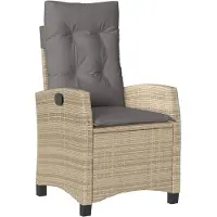 vidaXL Fauteuil de jardin avec coussin Réglable Mélange de beige Poly rotin