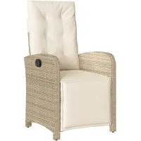 vidaXL Fauteuil de jardin avec repose-pieds Réglable Beige Poly Rattan