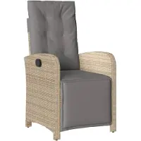 vidaXL Fauteuil de jardin avec repose-pieds Réglable Mélange de beige Poly rotin