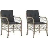 vidaXL Chaises de jardin avec coussins 2 pcs. Gris clair Poly rotin