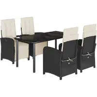 vidaXL Ensemble de jardin 5 pièces avec coussins Noir Poly Rattan