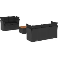 vidaXL Ensemble de salon de jardin 6 pièces avec coussins noir poly rotin