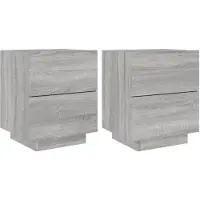 vidaXL Armoires de chevet et lumières LED 2 pcs sonoma gris
