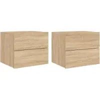 vidaXL Tables de chevet murales avec lumières LED 2 pcs chêne sonoma