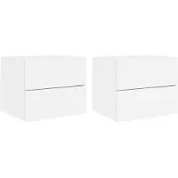 vidaXL Tables de chevet murales avec lumières LED 2 pcs blanc