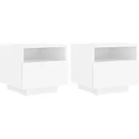 vidaXL Armoires de chevet avec lumières LED 2 pcs blanc 40x39x37 cm