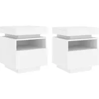 vidaXL Armoires de chevet avec lumières LED 2 pcs blanc 40x39x48,5 cm