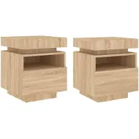 vidaXL Armoires de chevet avec lumières LED 2 pcs chêne sonoma