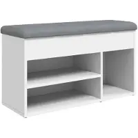 vidaXL Banc à chaussures Blanc 82x32x45,5 cm Bois d'ingénierie