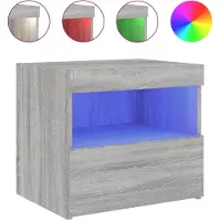 vidaXL Table de chevet avec lumières LED sonoma gris 50x40x45 cm