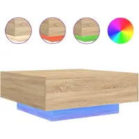 vidaXL Table basse avec lampes LED Chêne Sonoma 80x80x31 cm