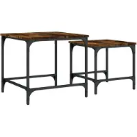 DKD Home Decor Tables de salon 2 pcs. Chêne fumé Matériau dérivé du bois