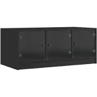 vidaXL Table basse avec portes en verre noir 102x50x42 cm