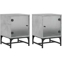 vidaXL Tables de chevet et portes vitrées 2 pcs gris béton 35x37x50 cm