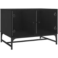 vidaXL Table basse avec portes en verre noir 68,5x50x50 cm