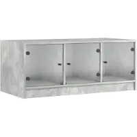 vidaXL Table basse avec portes en verre gris béton 102x50x42 cm