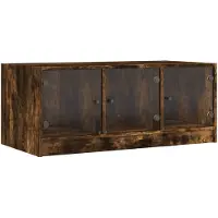 vidaXL Table basse avec portes vitrées chêne fumé 102x50x42 cm