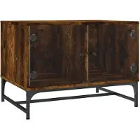 vidaXL Table basse avec portes vitrées chêne fumé 68,5x50x50 cm