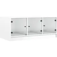 vidaXL Table basse avec portes en verre blanc 102x50x42 cm
