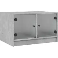 vidaXL Table basse avec portes en verre gris béton 68x50x42 cm