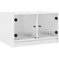 vidaXL Table basse avec portes en verre blanc 68x50x42 cm