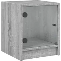 vidaXL Table de chevet avec porte en verre sonoma gris 35x37x42 cm