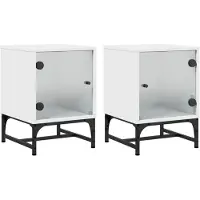 vidaXL Tables de chevet avec portes en verre 2 pcs blanc 35x37x50 cm