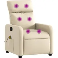 vidaXL Fauteuil de massage Crème Tissu