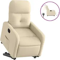 vidaXL Fauteuil relax avec releveur électrique Crème Tissu