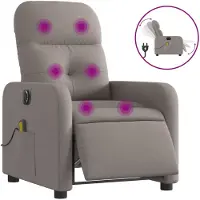 vidaXL Fauteuil de massage électrique Taupe Tissu