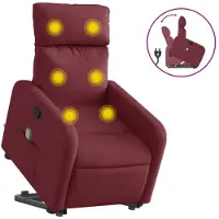 vidaXL Fauteuil de massage avec releveur vin rouge Tissu