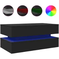 vidaXL Table basse avec lampes LED Noir 90x50x40 cm
