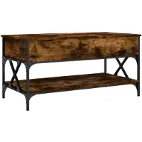 vidaXL Table basse chêne fumé 100x50x50 cm bois composite et métal