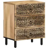vidaXL Table de chevet 50x33x60 cm bois de manguier massif