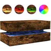 vidaXL Table basse avec lampes LED chêne fumé 90x50x40 cm