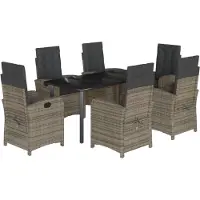 vidaXL Ensemble de jardin 7 pièces avec coussins Gris Poly rotin