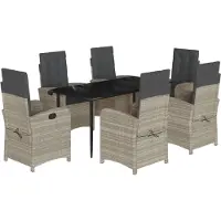 vidaXL Ensemble de jardin 7 pièces avec coussins gris clair Poly rotin