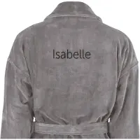 Yoursurprise Peignoir éponge pour femme - avec prénom - Gris S/M avec texte
