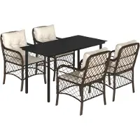 vidaXL Ensemble de jardin 5 pièces avec coussins Marron Poly rotin