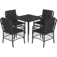 vidaXL Ensemble de jardin 5 pièces avec coussins Noir Poly Rattan