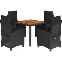 vidaXL Ensemble de jardin 5 pièces avec coussins Noir Poly Rattan