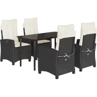 vidaXL Ensemble de jardin 5 pièces avec coussins Noir Poly Rattan