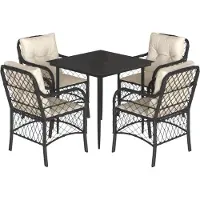 vidaXL Ensemble de jardin 5 pièces avec coussins Noir Poly Rattan